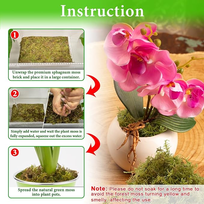 Halatool 3.3LB Green Forest Moss Natural Sphagnum Moss for Plants Fluffy Orchid Moss for Orchids Repotting Dried Plant Moss for Potted Plants Indoor & Outdoor