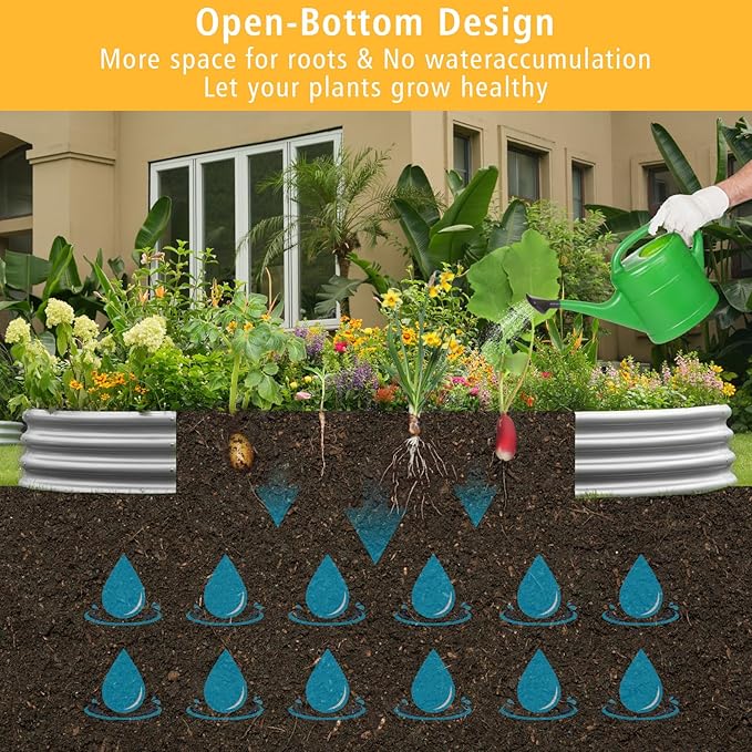 Garden 2Pcs 4x2x1ft Galvanized Raised Garden Bed Kit - Metal Planter Boxes for Vegetables/Herbs/Flowers, Heavy-Duty Steel Outdoor Garden Box with Reinforced Edges