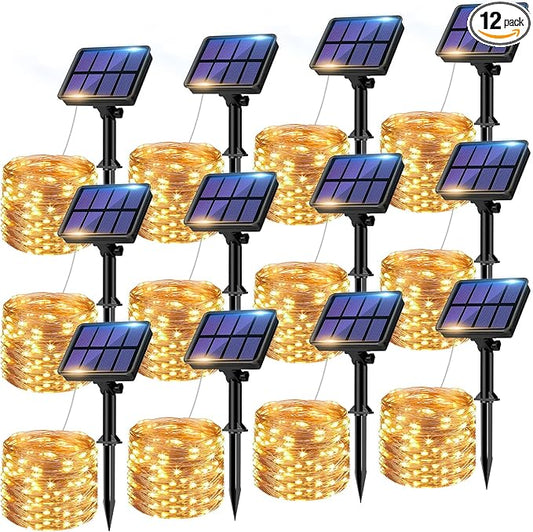 12 Pack Solar String Lights Outdoor, Total 960LED 396FT Solar Fairy Twinkle Lights Outdoor Waterproof 8 Modes Copper Wire Solar Lights for Outside Garden Patio Tree Christmas Wedding Party Decor