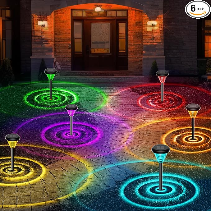 6 Pack, Landscape Lighting for Yard and Walkway, Garden Decor for Outside Patio Porch, Warm White, Black, GD006