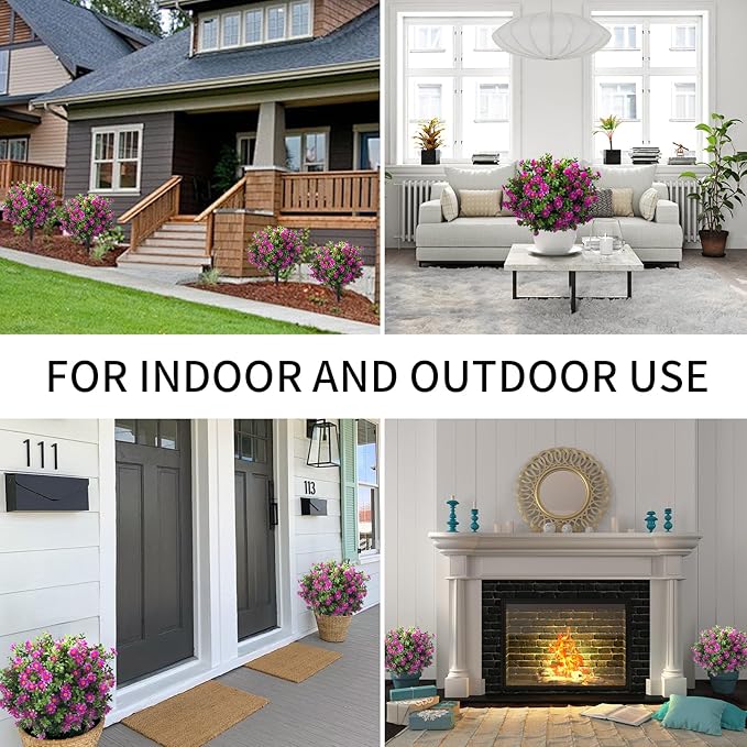 23.6" Artificial Boxwood Topiary Ball Trees with Purple Flowers, Set of 2 UV Resistant No Fade Outdoor Faux Plants with Ground Spike, Fake Shrubs for Garden, Patio, Porch, Yard, Indoor Decor