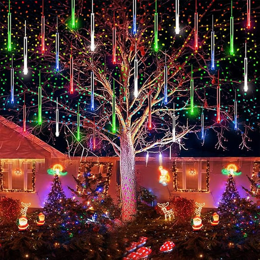 Aokudoni Christmas Lights, 16 inch/ 40 cm Meteor Shower Rain Lights, Christmas Decorations Outdoor Yard, Christmas Lights Outdoor for Tree House Holiday Party Wedding, UL Plug, Multicolor
