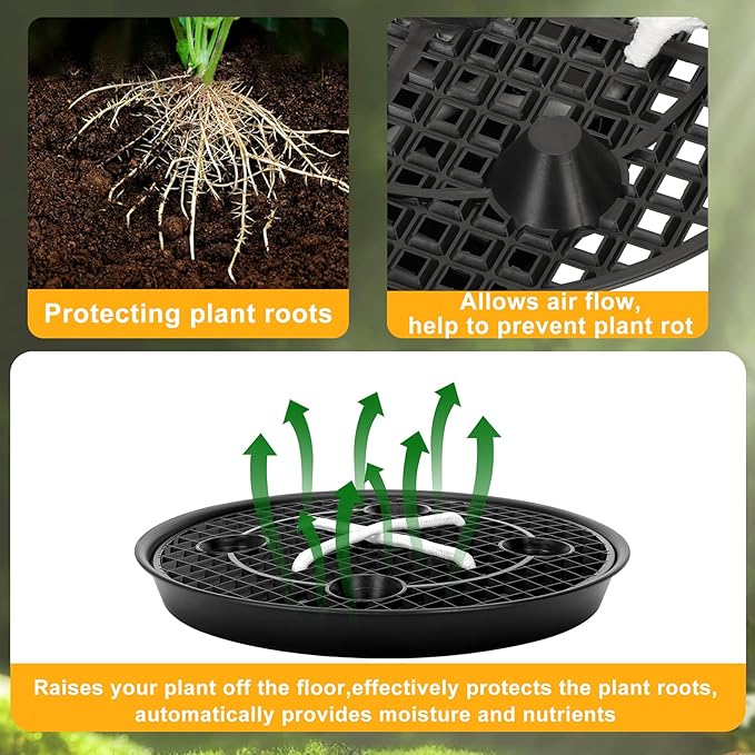 4-Pack Self-Watering Fabric Pot Base, Auto-Irrigation Water Delivery System for Plant Growth Bags, Automatic Watering Plant Saucer for Fabric Planters