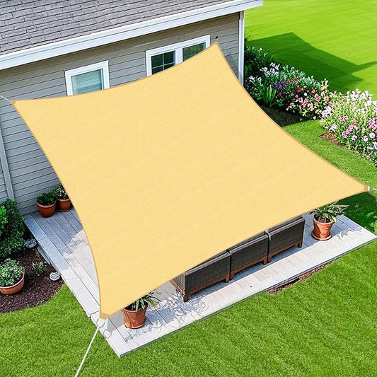 Amagenix Sun Shade Sail 5X9 Curved Edge Outdoor Shade Canopy Sand Breathable 95% UV Block Shade Cloth for Patio Garden Backyard (We Make Custom Size)
