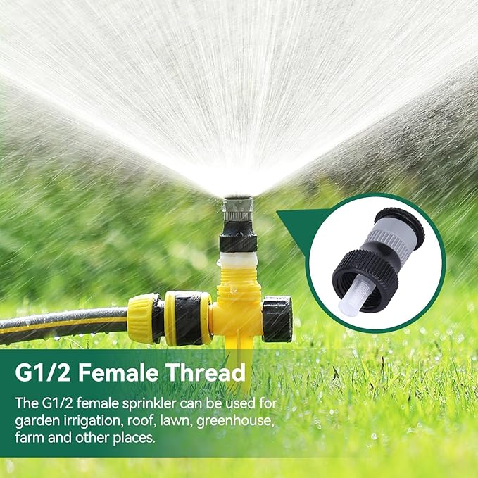 6PCS Lawn Sprinkler Garden Sprinkler, 360° Rotating Buried Spray Nozzle Large Area Coverage Automatic Lawn Sprinkler Heads G1/2 Female Thread Adjusted Watering Sprinkler for Lawn Yard Garden Planter