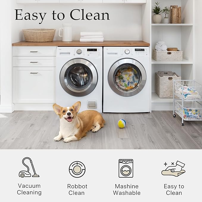 GENIMO Indoor Outdoor Area Rug 5' X 7' Waterproof, Washable Door Mat Non Shedding, Easy Cleaning Floral Outdoor Carpet for Patio, Entryway, Porch, Bathroom, Living Room, Bedroom, Backyard