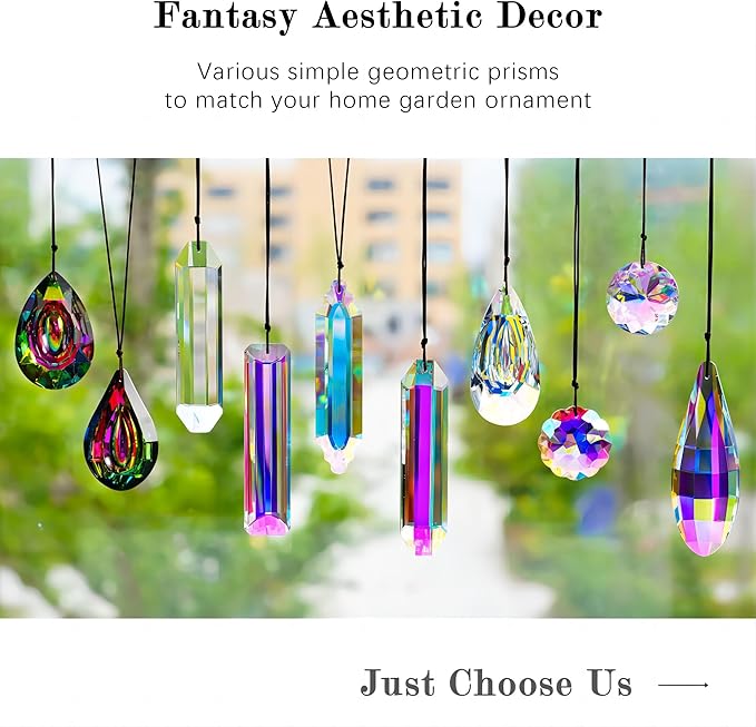 HDCRYSTALGIFTS 2 Pack 5" Large Crystal Suncatcher Prisms,AB Crystals for Sun Catchers,Rainbow Maker Hanging Prisms for Windows,Room,Chandelier,Garden Home Decor