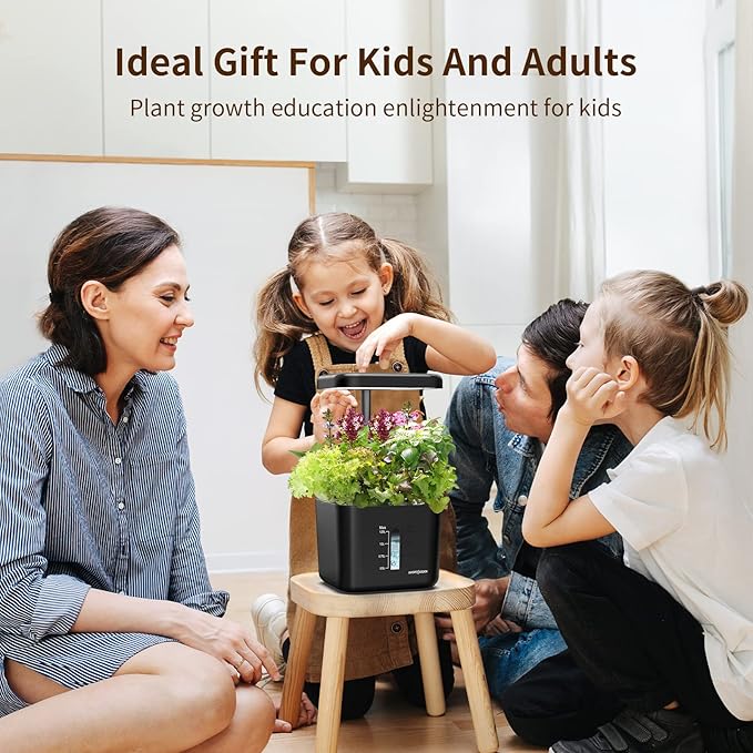 Ahopegarden Hydroponics Growing System kit Indoor Herb Garden with Grow Light, 4 Pods Plant Germination Kit Herb Vegetable Flower Growth Countertop Grower Harvest Fresh Veggie Lettuce（No Seeds）