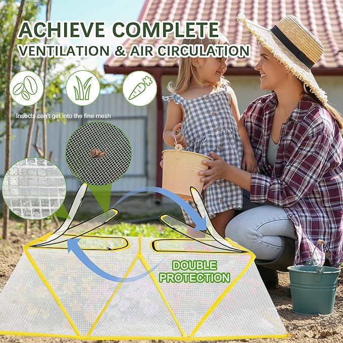 47.2" *14.6" *13.4" Foldable Garden Row Accelerator Plants Cover for Raised Garden Bed, Mini Greenhouse Cover with Two Air Hole and Breathable Mesh, Frost Cover for Plant Vegetable Seedling Protector
