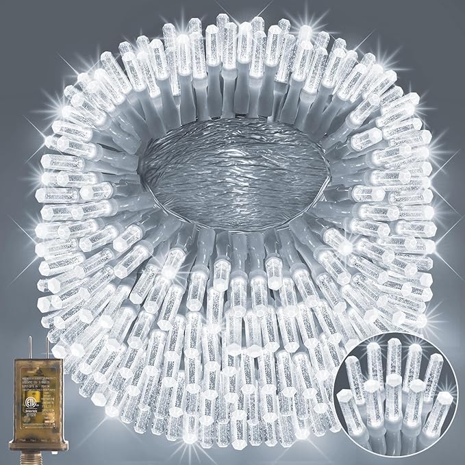 Heceltt 1600 LED 630 FT String Lights Outdoor, 8 Modes Cool White Christmas Lights Plug in, Waterproof Led Lights with Timer and Memory String Lights for Xmas Holiday Wedding Decorations