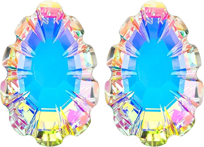HDCRYSTALGIFTS Set 2 Crystal Sun Catchers for Window Protect Bird Strike, AB Colored 76mm Hanging Ornaments for Windows Rainbow Prism Suncatchers Garden Home Decor