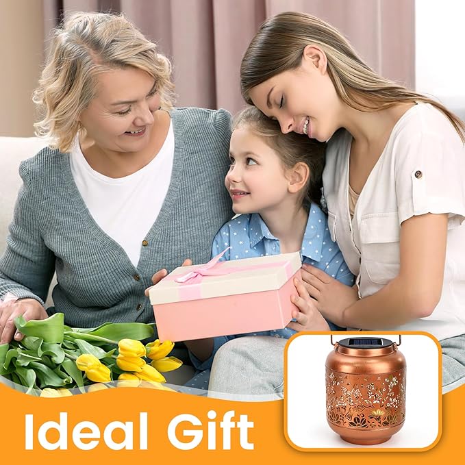 Gifts for Mothers Day Women Mom Grandma Solar Lantern Outdoor Waterproof Hummingbird Garden Decor Hanging Solar Lights Yard Decorations Outdoor, Birthday Gifts for Mom, Backyard, Patio, Porch
