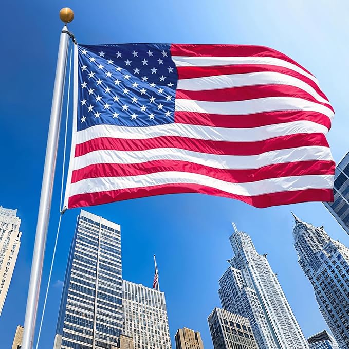American Flag 10x15 FT, US Flags with Embroidered Stars Sewn Stripes Brass Grommets, Vivid Color, All Weather United States Flag, Polyester USA Flag for Outdoors Indoors (10x15 Foot)
