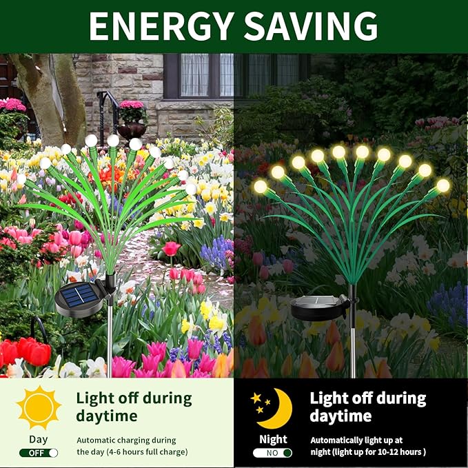 Aogist Solar Garden Lights Outdoor Waterproof,2 Packs 20 LED,Sway by Wind, Yard Patio Pathway Decoration, High Flexibility Iron Wire & Heavy Bulb Base,Warm White