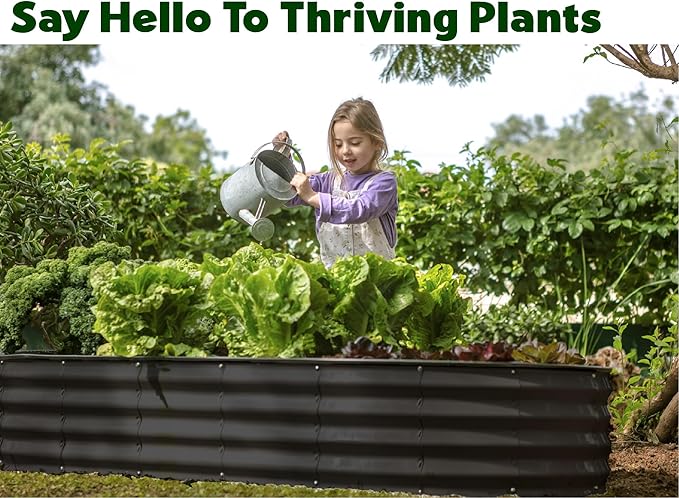 Galvanized Raised Garden Beds Outdoor // 8×4×1 ft (2-Pack) Planter Raised Beds for Gardening, Vegetables, Flowers // Large Metal Garden Box // Patented Tool-Free Design (Black)