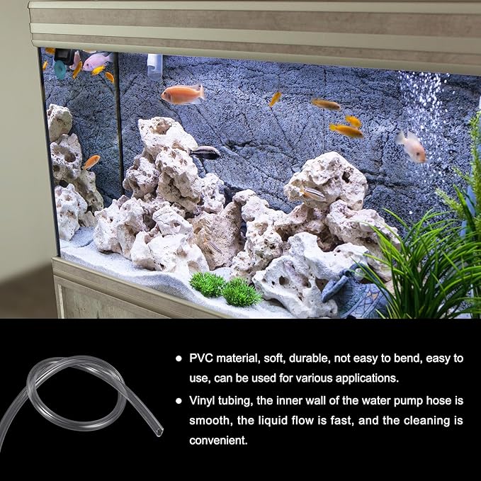 1/4" x 3/8" Clear Plastic PVC Tubing 5ft Flexible Vinyl Tube, [for Garden Irrigation, Water Hose, Fish Tank, Aquarium] - 6.4x9.5mm