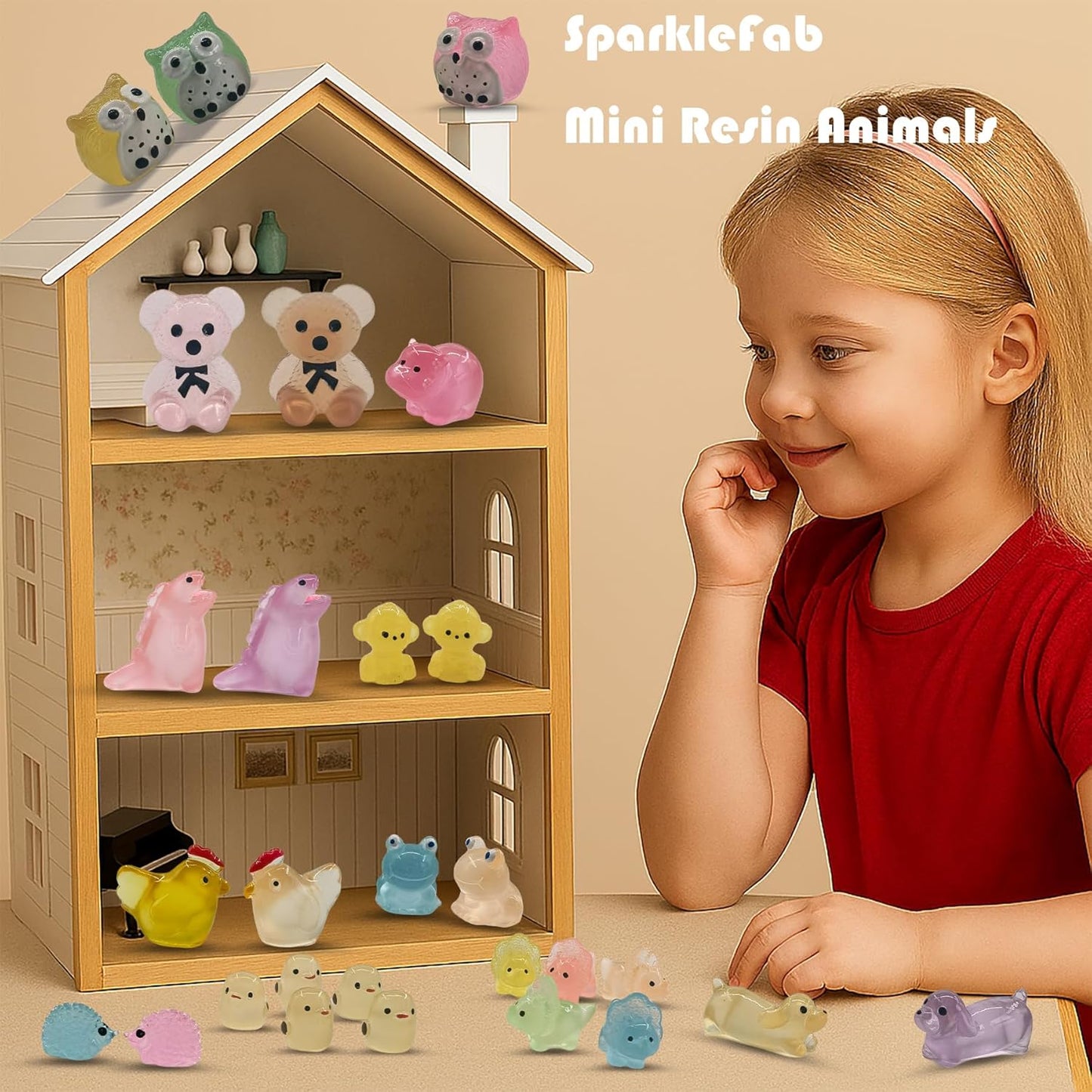 120 Pcs Luminous Mini Resin Animals Tiny Resin Figurines Glow in The Dark Tiny Ducks for Fairy Garden, Miniature Accessories, Crafts, and Decor