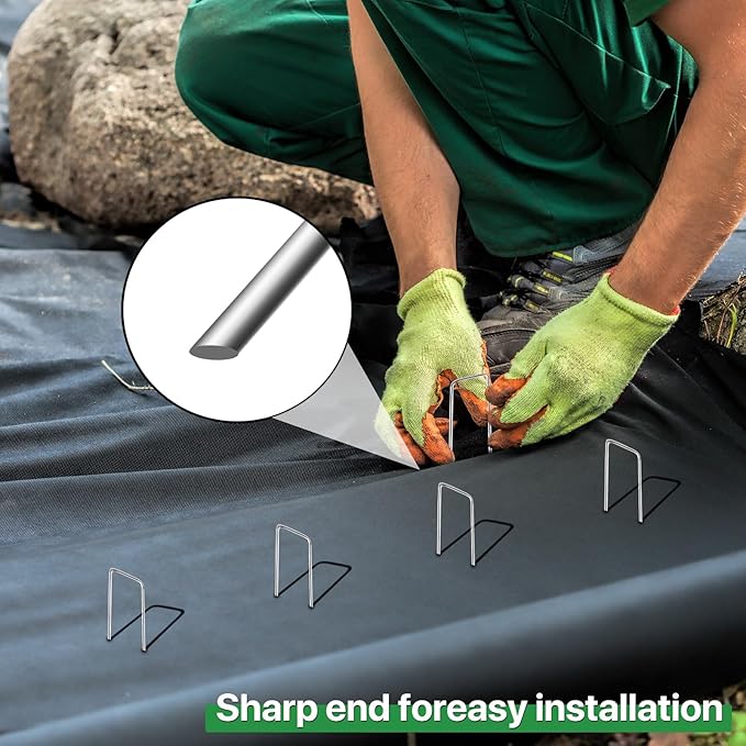 60 Pack 6 Inch Garden Stakes - Sturdy Landscape Staples with Metal Tarp Pins, Lawn Ground Stakes, Tent Stakes, and Yard Staples for Anchoring Sod, Landscape Fabric, and Irrigation Tubing