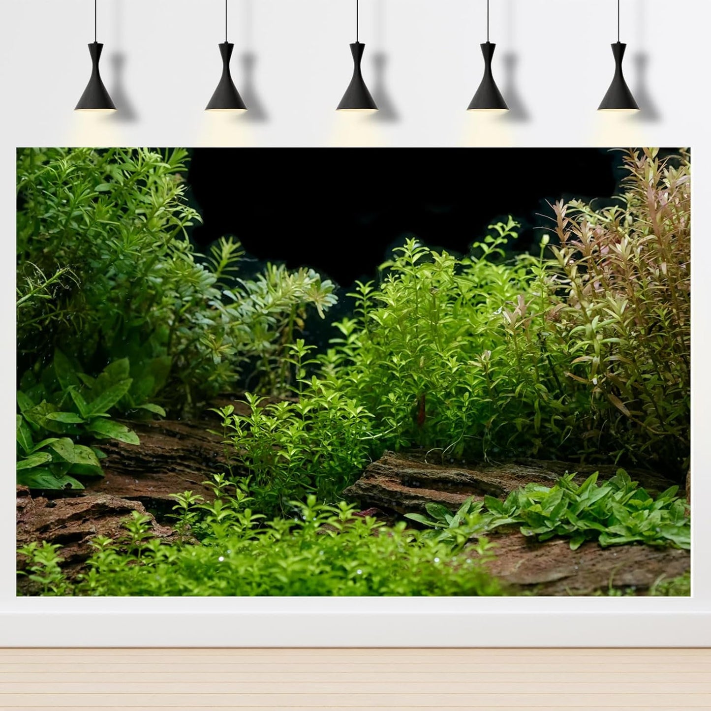 Aquarium Background Underwater Green Grass Leaves Stone Aquarium Backdrop Vivid and Fresh Green Aquatic Plant Stone River Bed and Lake Fish Tank Background Decor Vinyl 72x24in