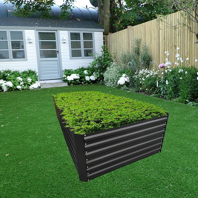 6x4x2FT Metal Raised Garden Bed Kit, Galvanized Outdoor Garden Bed Planter Box for Vegetables, Flowers, Herbs, Succulents and More, Black