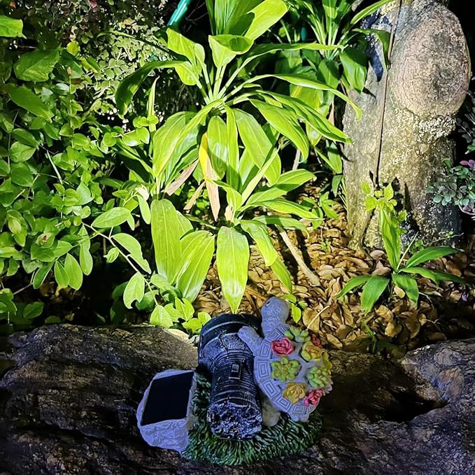 Garden Statue Turtle with Solar Spot Lights Outdoor Waterproof, Solar Figurines Turtle Light for Outside Pathway, Patio, Yard, Lawn, Porch, Home Decoration, Unique Gift.
