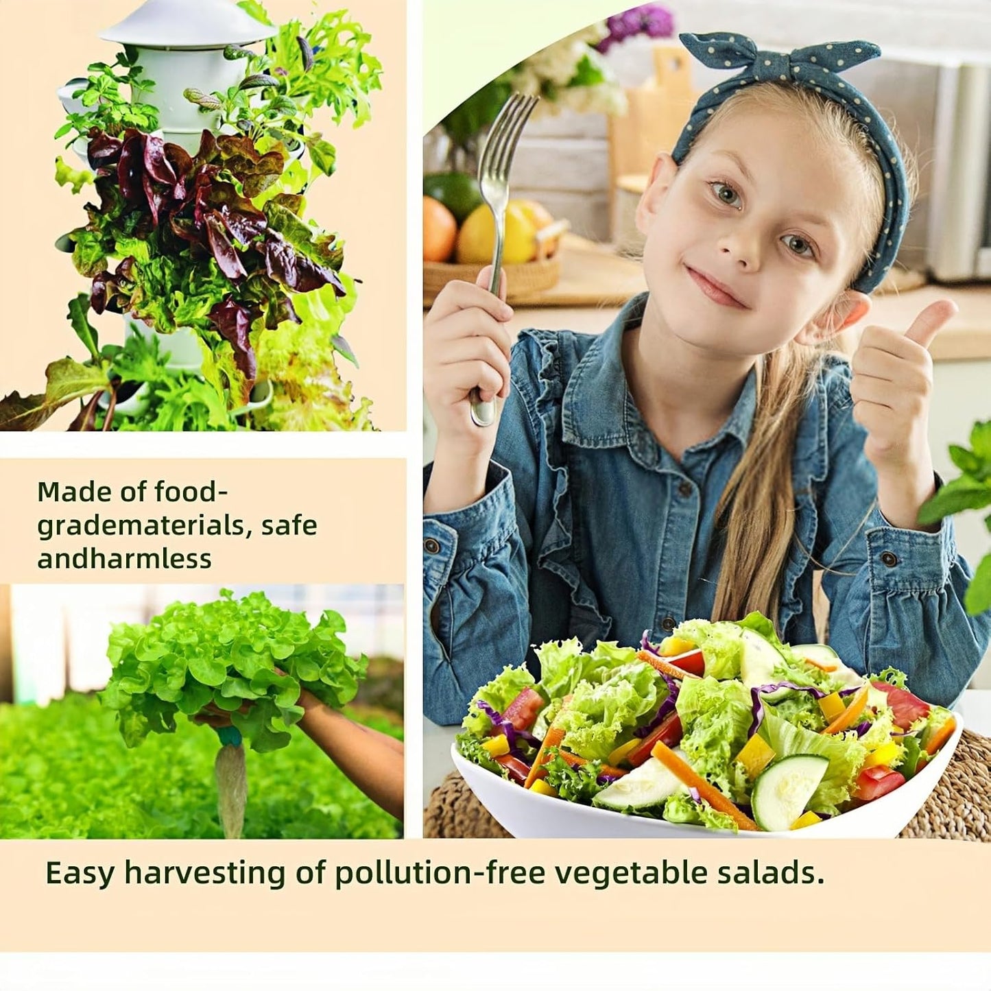 Hydroponic Growing System Kit - Indoor Smart Hydroponic Vertical Garden,Hydroponic Vegetable System,30 Pods,with Pump System and Automatic Timer, White