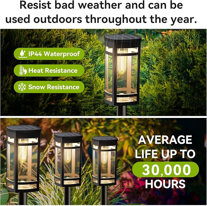 2 Pack Solar Lights Outdoor Waterproof for Garden Pathway Walkway Driveway Yard Lawn Decorative Landscape Lighting. (Warm White Light,2)