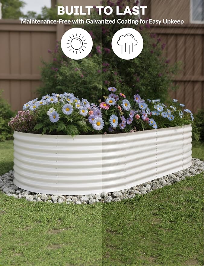 2 Pcs Raised Garden Beds Outdoor 8x4x2ft - Galvanized Steel Planter Box for Vegetables, Flowers, Rust-Resistant Garden Box, Easy Assembly Raised Beds, Durable Planters for Outdoor Plants, Beige