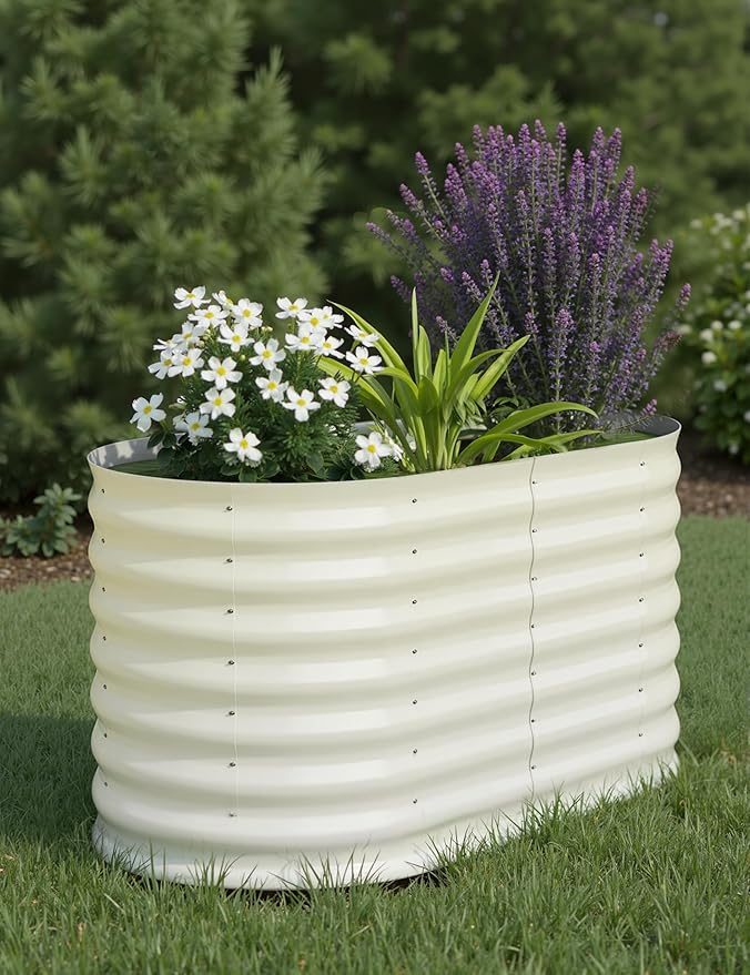 4x2x2 ft Raised Garden Bed,Galvanized Raised Planter Boxes Outdoor with Easy Assembly, Large Garden Bed for Vegetables, Fruits, Flower,Raised Garden Bed,Beige