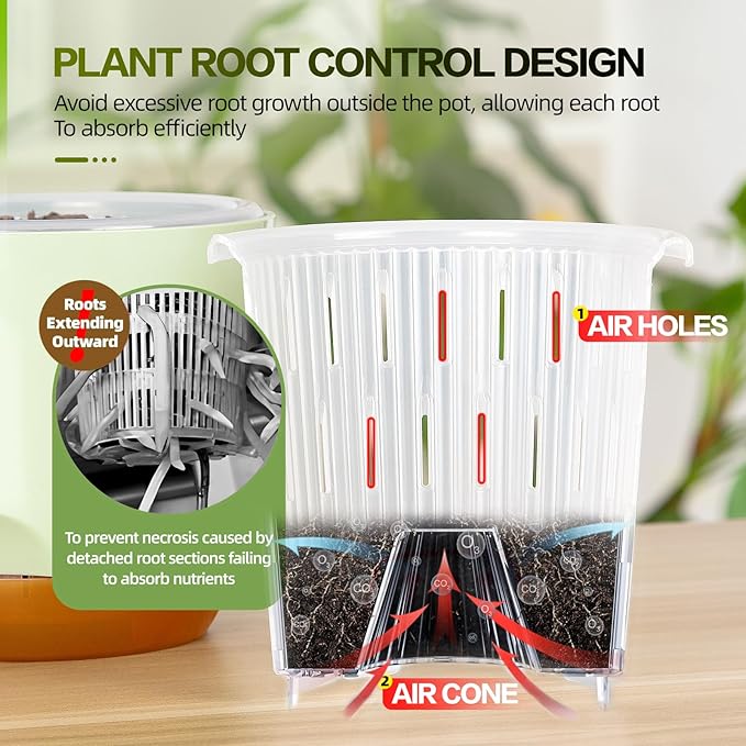 7.2 Inch Self Watering Orchid Pots for Indoor Plants,Macetas para Orqudeas,Flower Pots for Indoor Plants with Holes(Black)