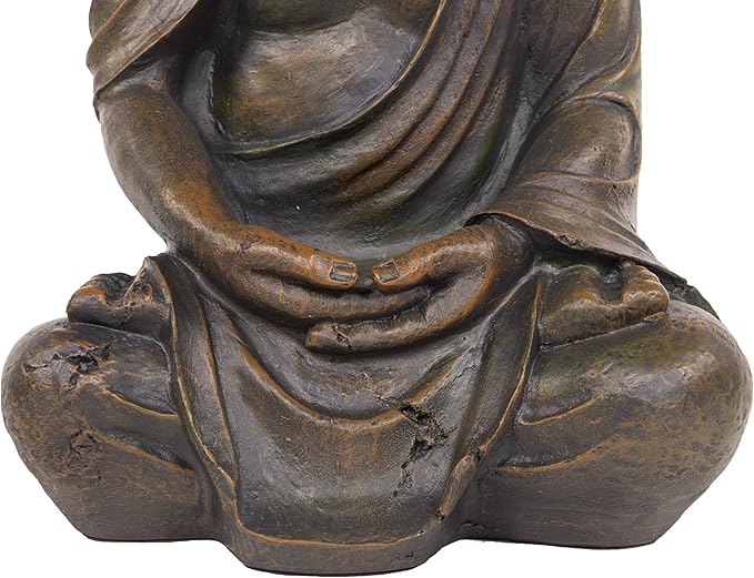 Alpine Corporation 15" Tall Indoor/Outdoor Meditating Buddha Statuary Décor