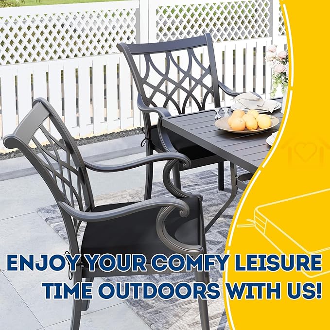 AAAAAcessories Outdoor Seat Cushions for Chairs, Waterproof, Fade-Resistant Patio Furniture Replacement Cushions, 20" x 18" x 3", Set of 2, Black