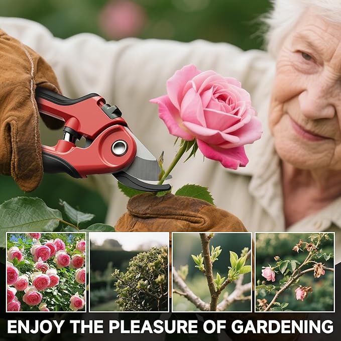 8-Inch Professional Pruning Shears - SK5 Steel Blades, Non-Stick Coating, Ergonomic Design, Suitable for Thick Branches, Safety Lock