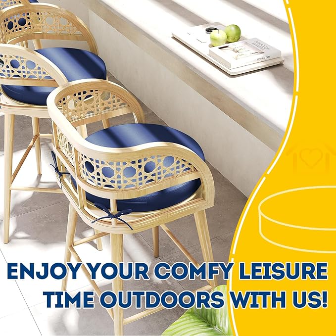 AAAAAcessories Outdoor Seat Cushions for Chairs, Waterproof, Fade-Resistant Patio Furniture Replacement Cushions, 15" x 15" x 2", Set of 2, Navy Blue