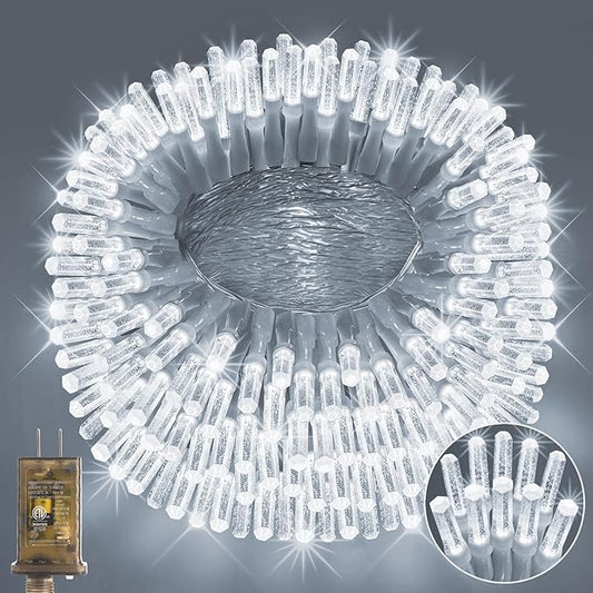 Heceltt 360 LED 118 FT String Lights Outdoor, 8 Modes Cool White Christmas Lights Plug in, IP44 Waterproof Led String Lights with Timer and Memory for Tree Yard Party Garden Decorations