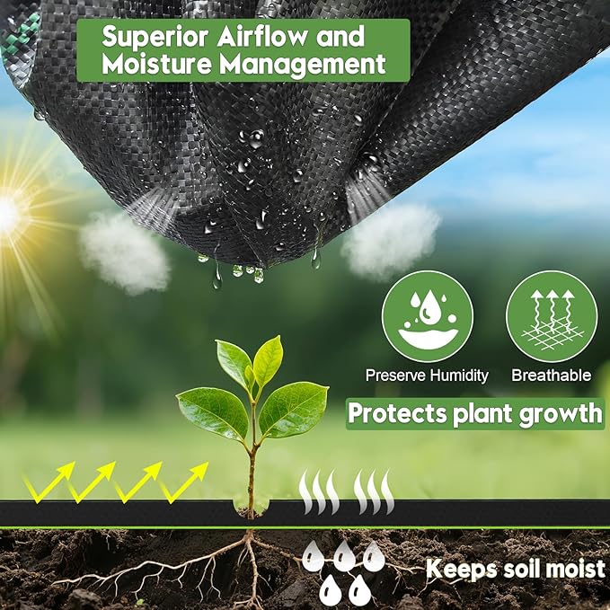 6FTx100FT Weed Barrier Fabric Heavy Duty, Gardening Landscape Fabric Cover Mat, Durable Weed Control Fabric for Garden Bed Cover, Landscaping, Commercial Driveway, Underlayment Use (6x100FT-3.2OZ)