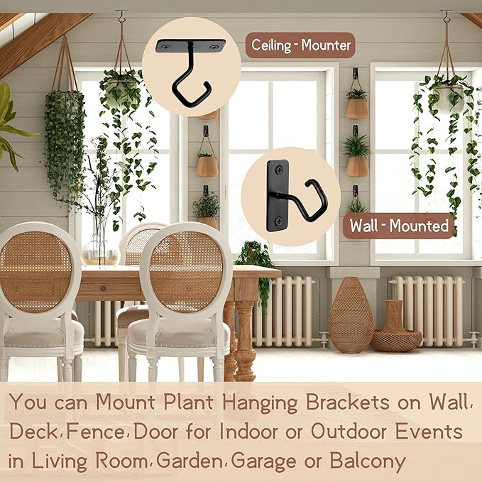 AJART Ceiling Hooks for Hanging Plants: Iron Plant Hanger for Wall Mount - 8 Pack/2.5 Inch Ceiling Hook for Indoor Use