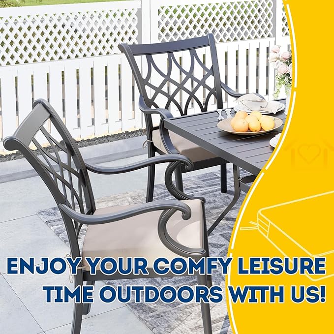 AAAAAcessories Outdoor Seat Cushions for Chairs, Waterproof, Fade-Resistant Patio Furniture Replacement Cushions, 19" x 19" x 3", Set of 2, Khaki Beige