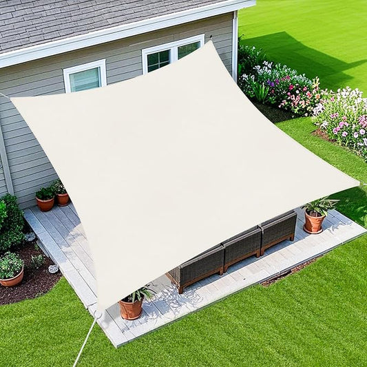 Amagenix Sun Shade Sail 8X15 Curved Edge Outdoor Shade Canopy Cream Breathable 95% UV Block Shade Cloth for Patio Garden Backyard (We Make Custom Size)