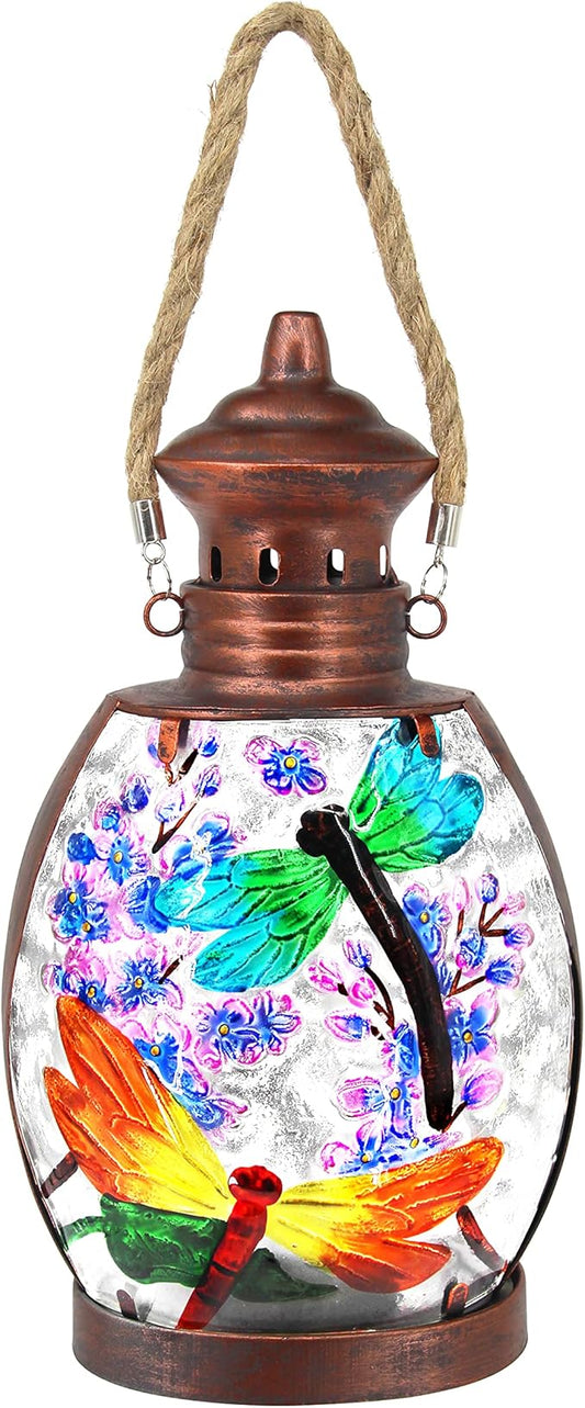 Hanging Solar Lantern Outdoor Waterproof Dragonfly Decor Solar Lights Tabletop Lamp for Outdoor Garden Yard Patio Ornament