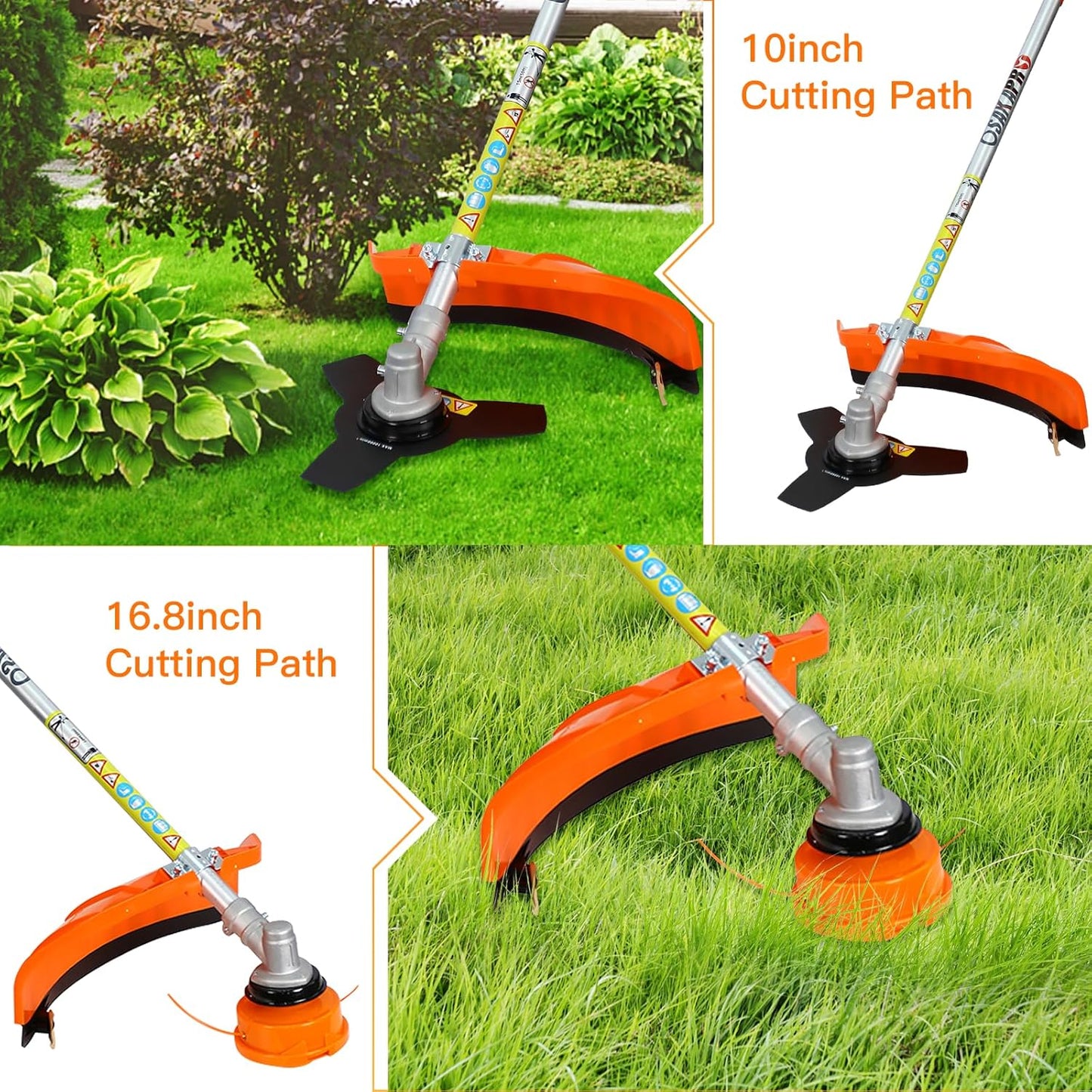 Gas Trimmer Weed Eater 52cc 2-Stroke,6 in 1 Multi-Functional Petrol Trimmer Hedge Trimmer Pole Saw Trimmer for Quick Weed Grass Cleaning Crop Seed Soil Protection Tools