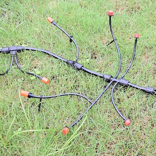 Adjustable Drip Irrigation System for Garden,Lawn Patio, Raised Beds - Automatic Irrigation Kits and Drip Emitters with 1/2" and 1/4" Irrigation Tubing (49FT + 49FT)