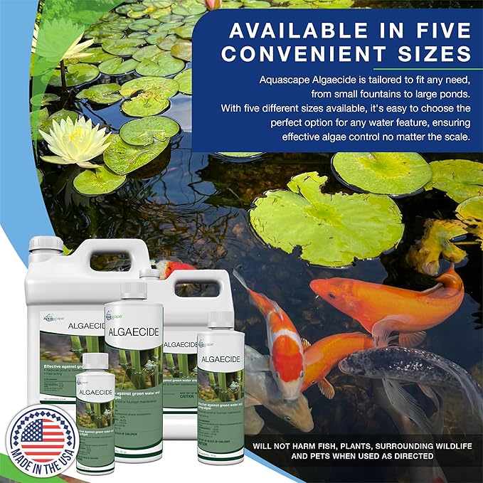 Aquascape Algaecide for Ponds, Waterfalls, and Fountains – Fast-Acting Algae Control, 32 oz / 946 ml, 96024