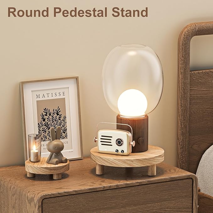 3 Pcs Wood Plant Stand Indoor Outdoor, Round Wood Riser for Decor 6/8/10" Wooden Stool Display Stand Flower Pot Holder Small Planter Tray Modern Potter Decorative for Desktop Counter Room (Natural)