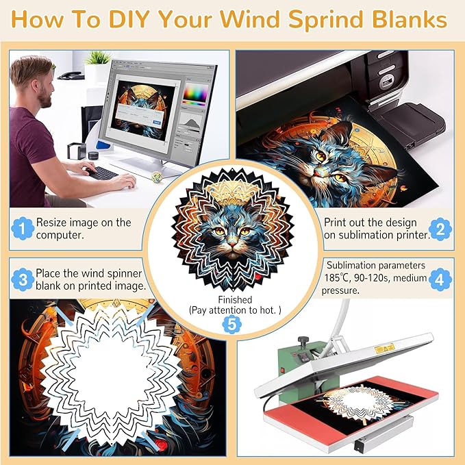 10 Pack Sublimation Wind Spinner Blanks, 10 Inch Sublimation Wind Spinners, 3D Aluminum Metal Hanging Wind Spinner Bulk for Garden Yard Outdoor, Window Porch Decoration for Heat Press Transfer DIY