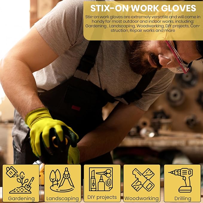 10 OR 20 Pairs Work Gloves–Heavy Duty Rubber Coated Safety Work Gloves–Multipurpose Gloves