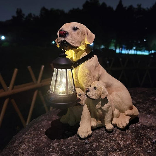 Garden Statues Dog Solar Hanging Light, Courtyard Resin Simulated Handicraft Dog Statue Ornament, Garden Yard Entrance Decoration.