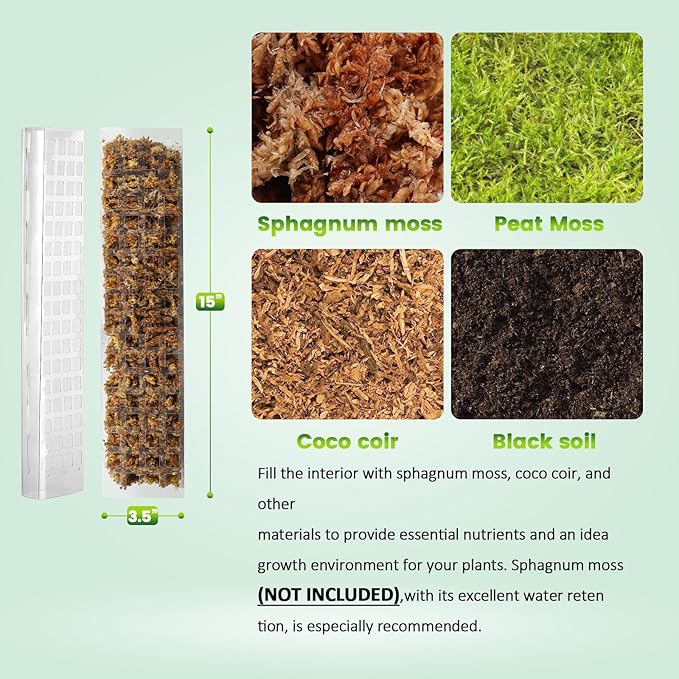 15 Inch 8 Pcs Plastic Moss Pole for Plants Monstera, 8×15'' Plant Poles for Climbing Plants, Plant Support for Indoor Plants Work with Sphagnum Moss, Clear