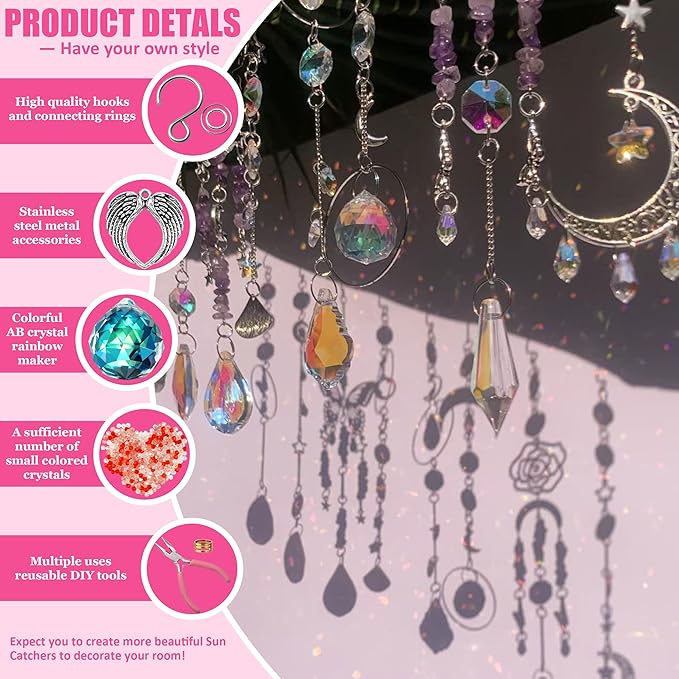 10 Sets DIY Suncatcher Kits 500PCS Valentine's Day Suncatchers Craft Kits Heart Suncatcher Ornaments DIY Sun Catchers Kit for Adults Valentine's Day Home Wedding Garden Decor Favors Gift (Love shape)