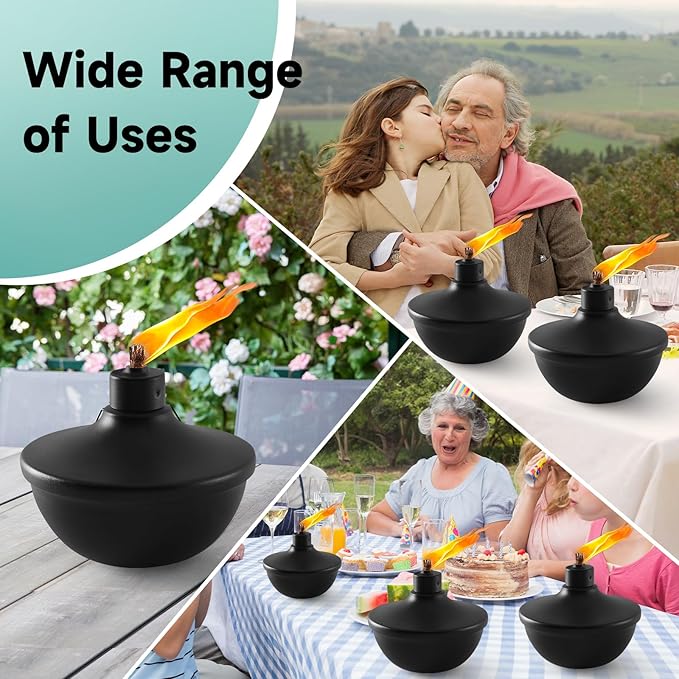 8 Pack Metal Table Top Torches,23.5 oz Citronella Torches for Outside,Refillable Flame Light Torch with Wicks and Covers for Party, Garden Decor,DIY